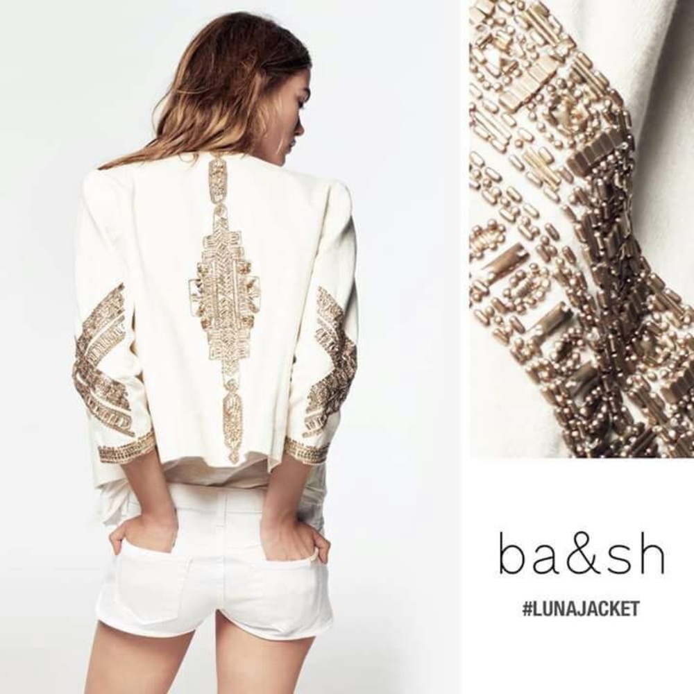 BA&SH [RARE] Luna Metal-Embellished Ivory Jacket - Size 3 (10)